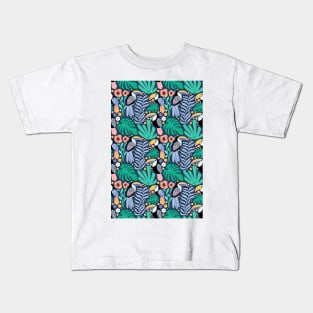 Toucan and Monstera - Pattern Kids T-Shirt